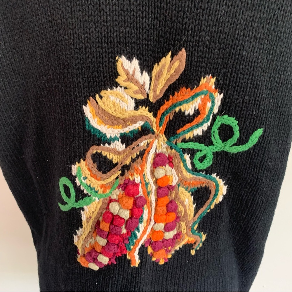 Belle Point Textured Fall Themed Pom Pom Decoration Vest Wooden Buttons - Picture 11 of 14